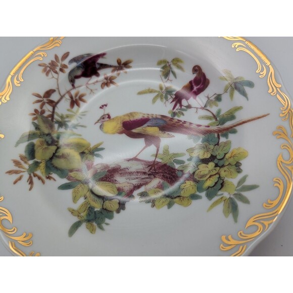 Rutherford's Birds 8.5” Gold Scroll Floral Rimmed Soup Salad Bowl~Set Of 2 - Picture 3 of 7
